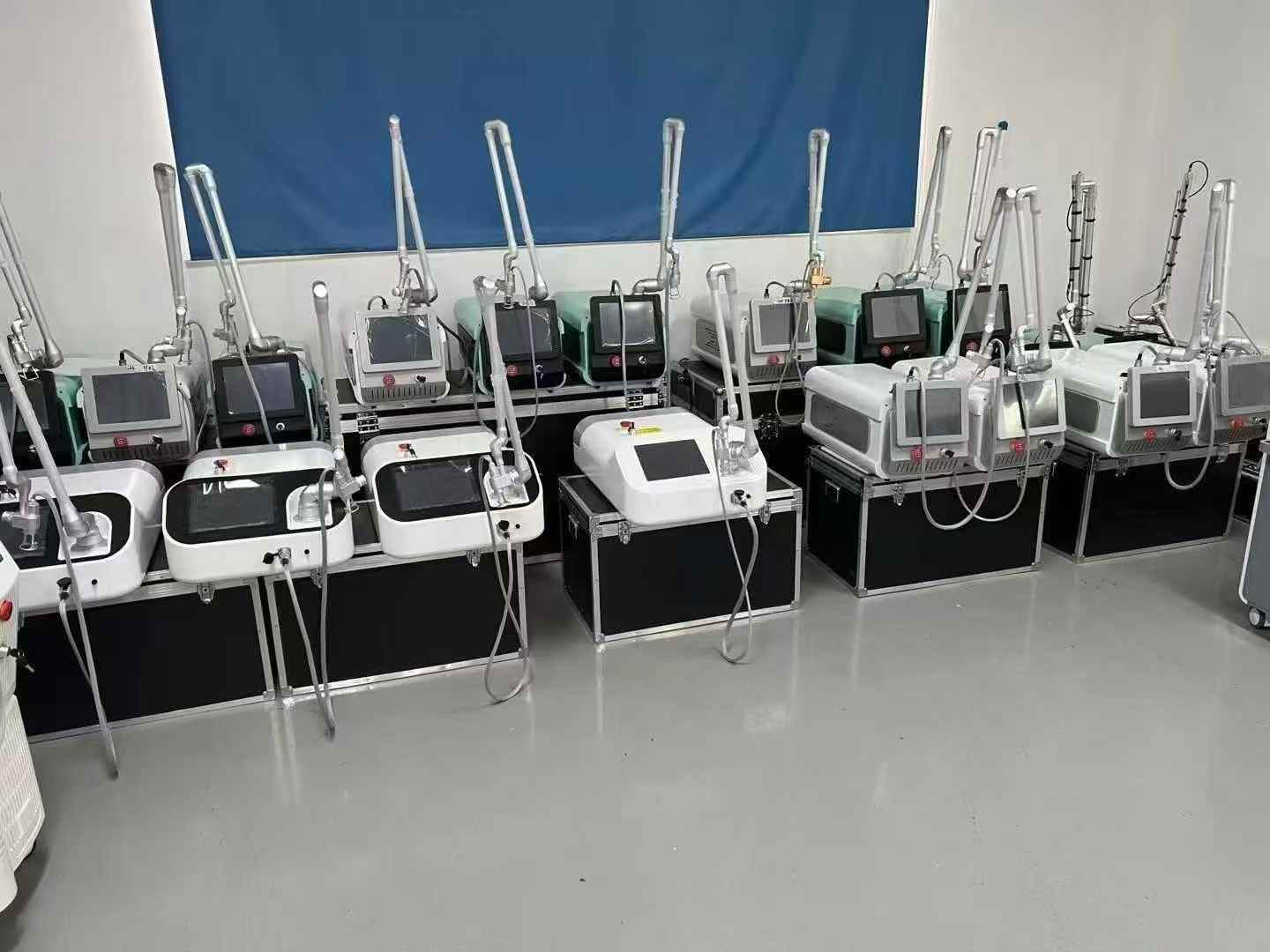 A separate beauty-machine production line inside the BY BEAUTY Guangzhou factory