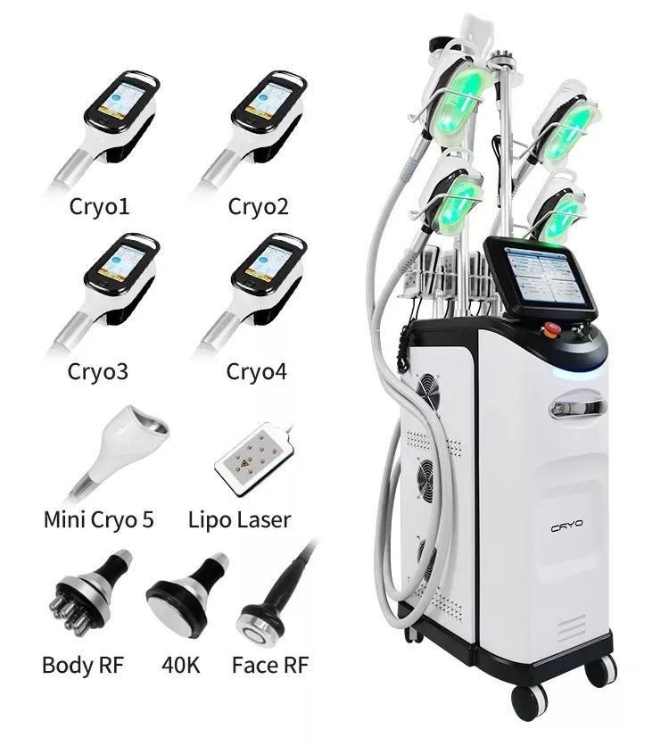 Complete BYL27C handle configuration including cryo, RF, cavitation and lipo laser accessories